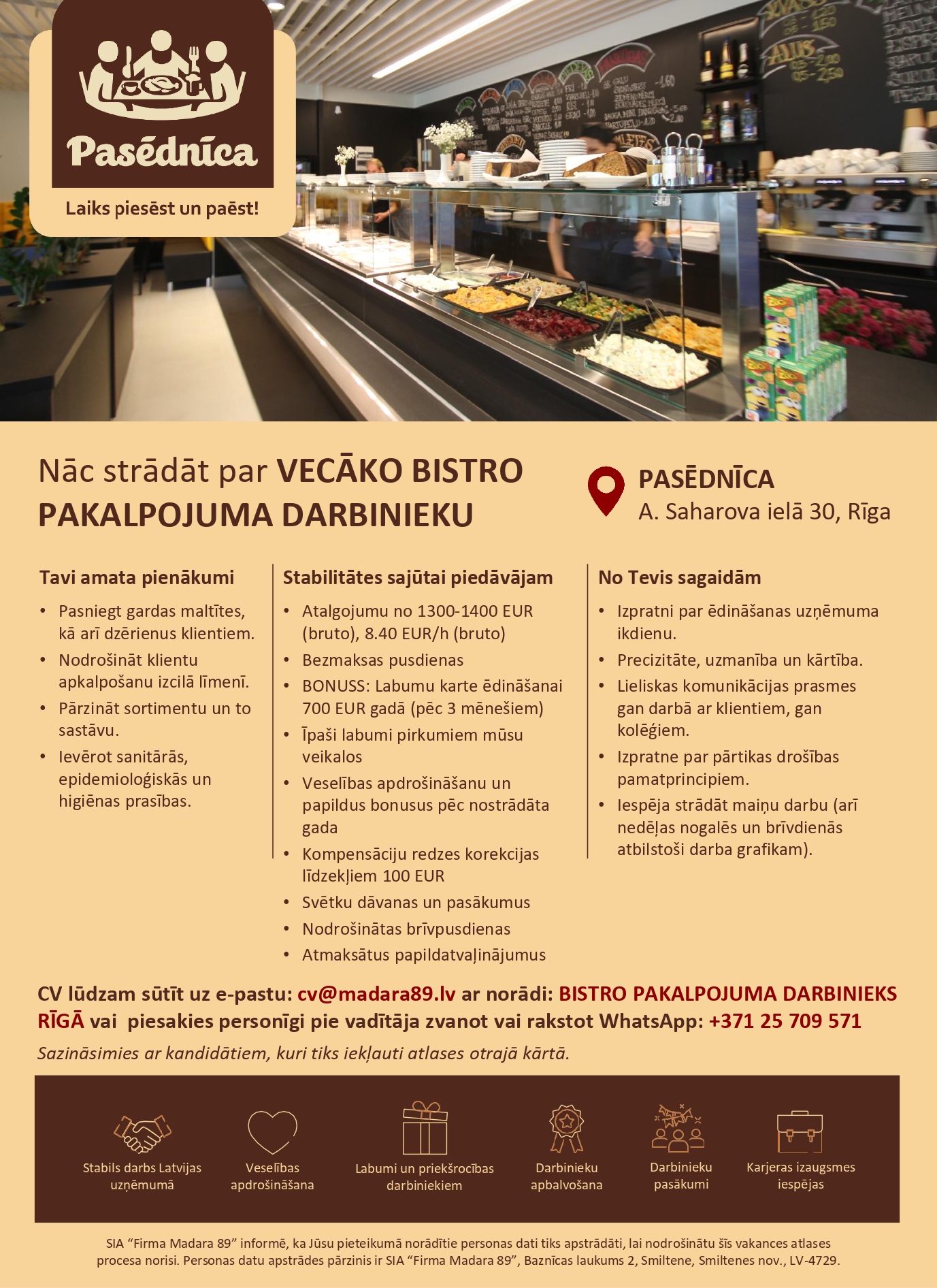 Vecākais bistro pakalpojuma darbinieks/-ce