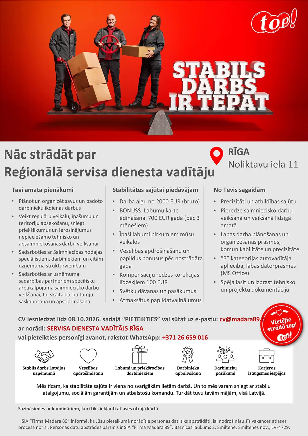 Reģionālā servisa dienesta vadītājs/-a