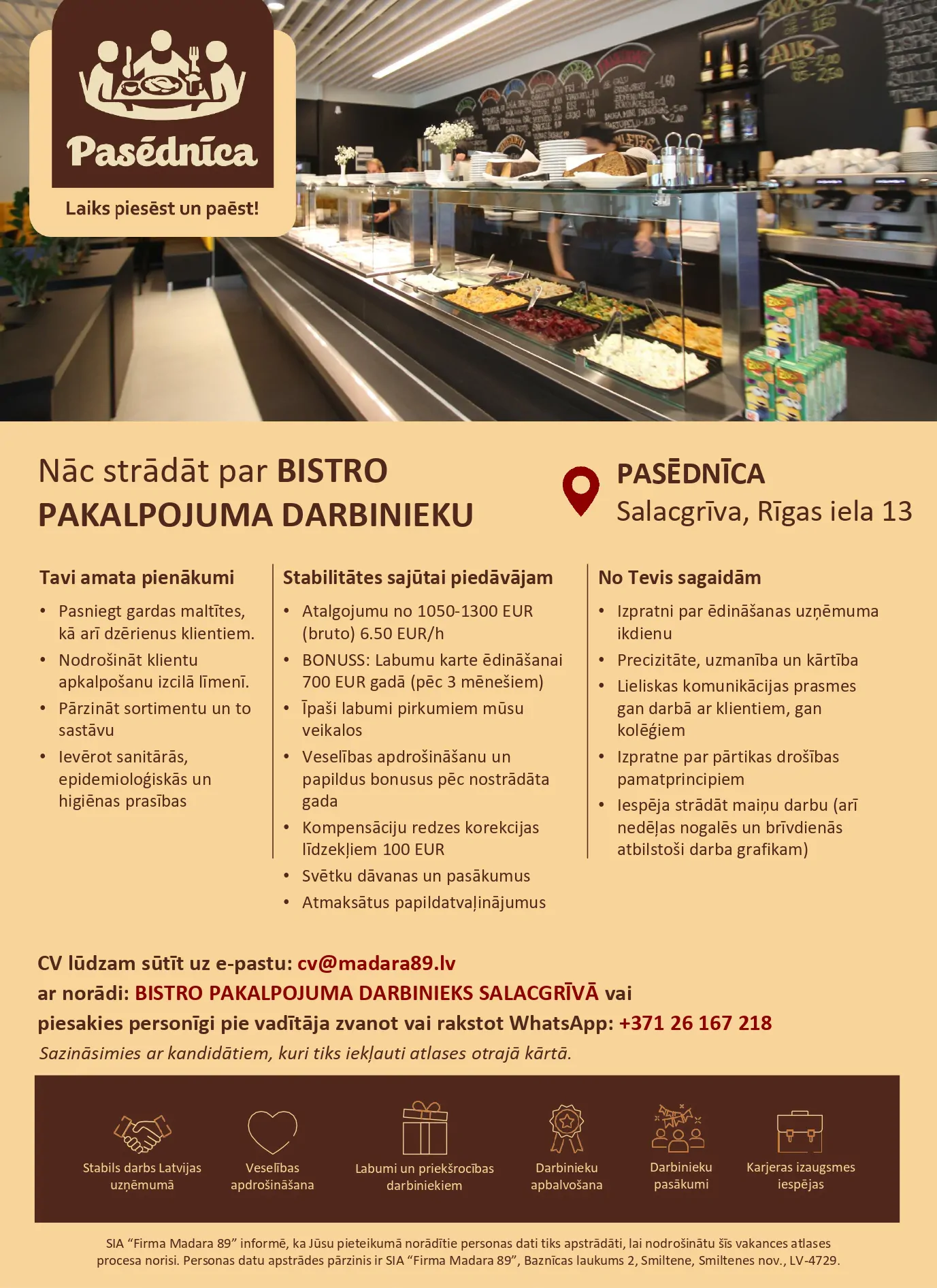 Bistro pakalpojumu darbinieks/-ce