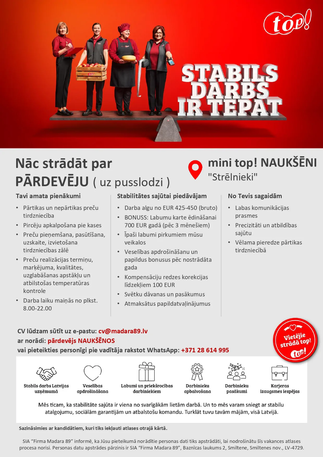 Pārdevējs/-a uz pusslodzi
