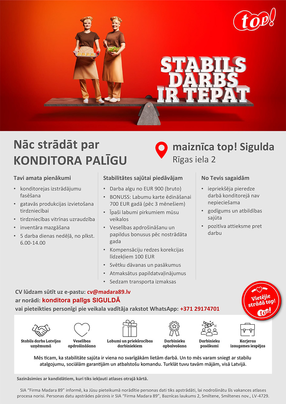 Konditora palīgs/-dze