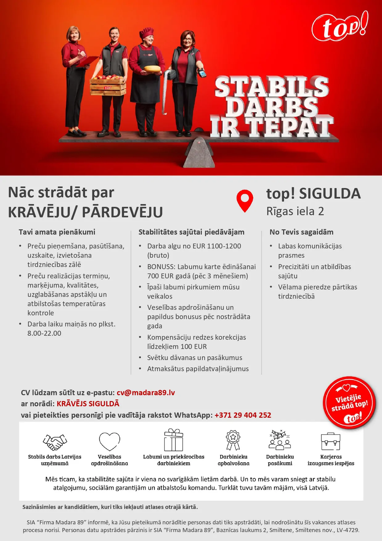 Pārdevējs/-a, Krāvējs/-a