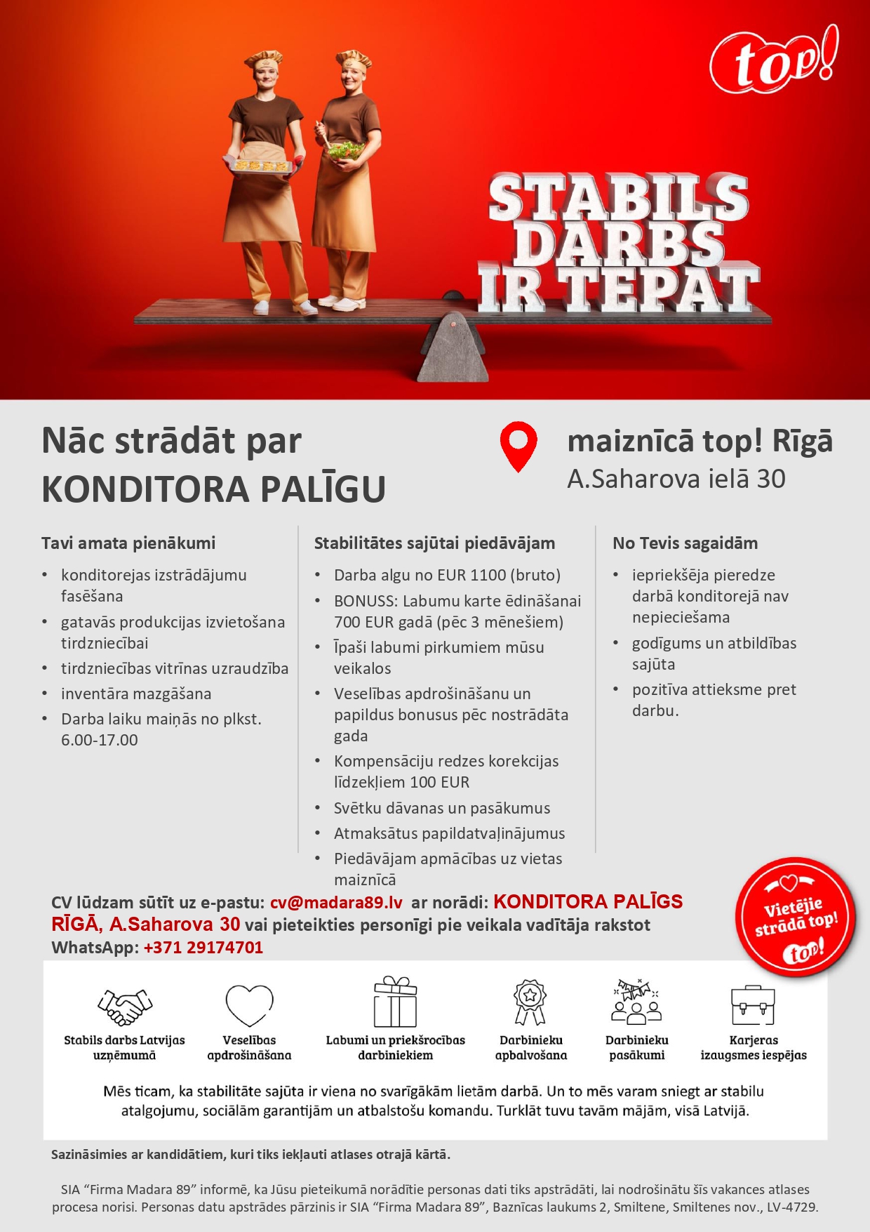 Konditora palīgs/-dze