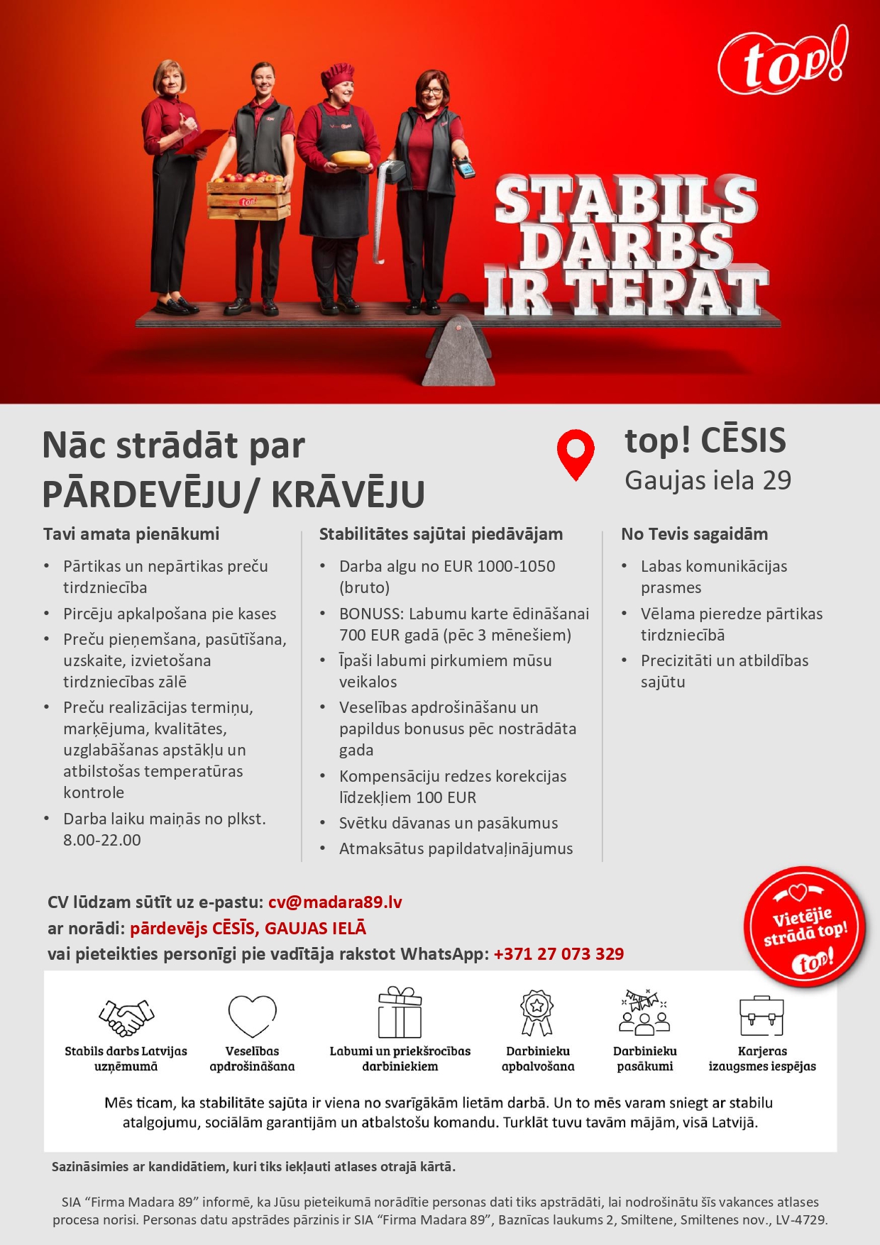 Pārdevējs/-a, Krāvējs/-a