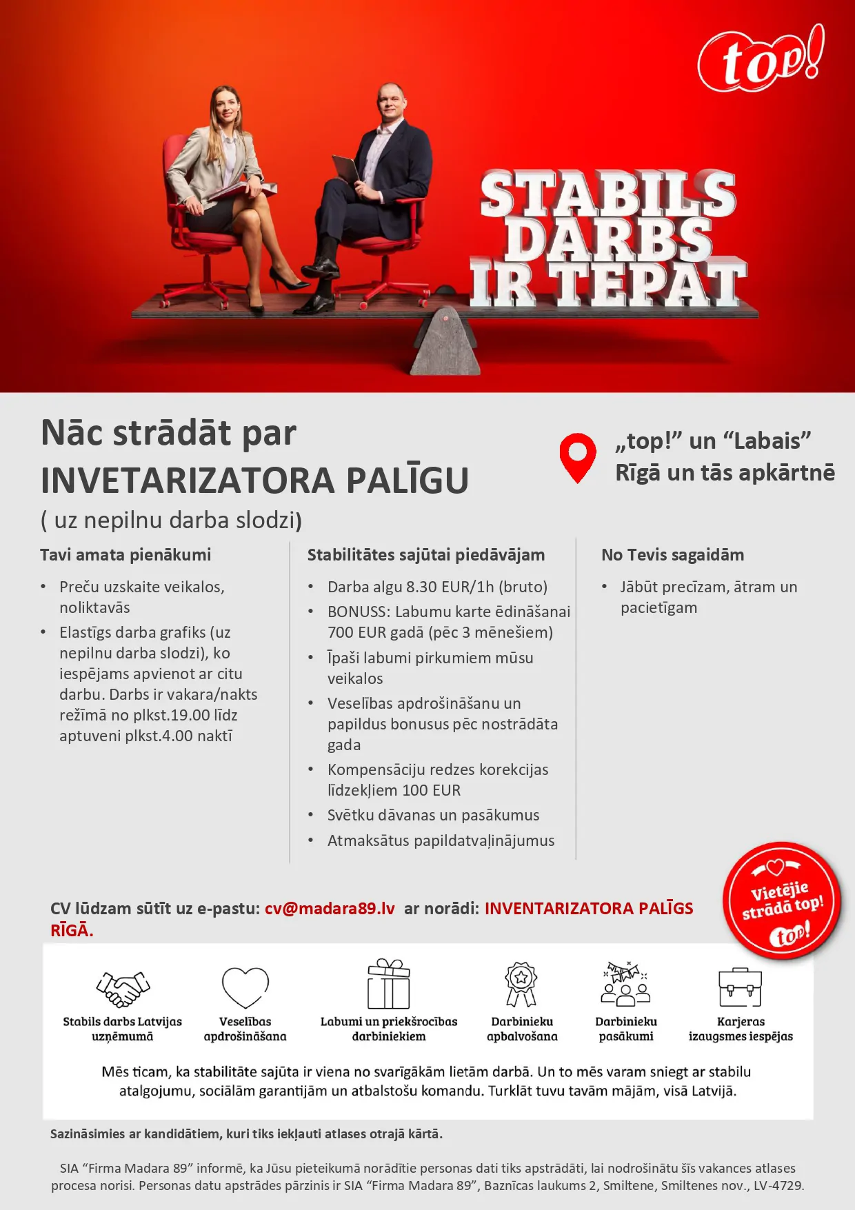 Inventarizatora palīgs /-dze (uz nepilnu slodzi)
