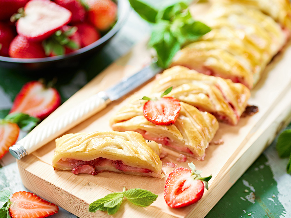 Strawberry and cream cheese strudel