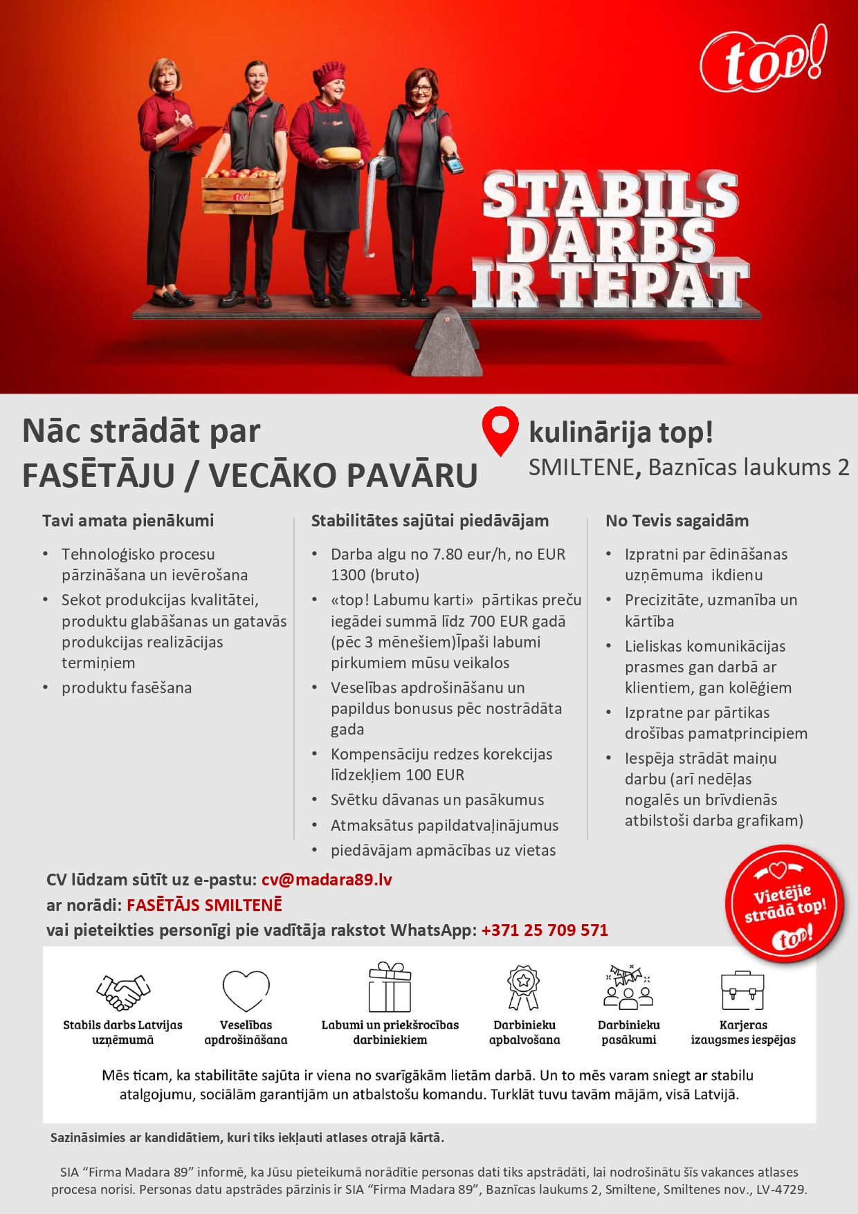 Fasētājs/-a, Vecākais pavārs/-e