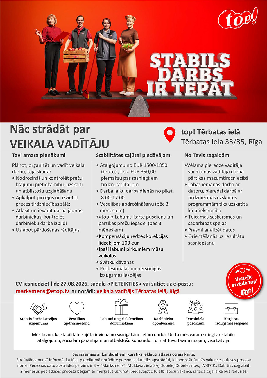 Veikala vadītājs/-a