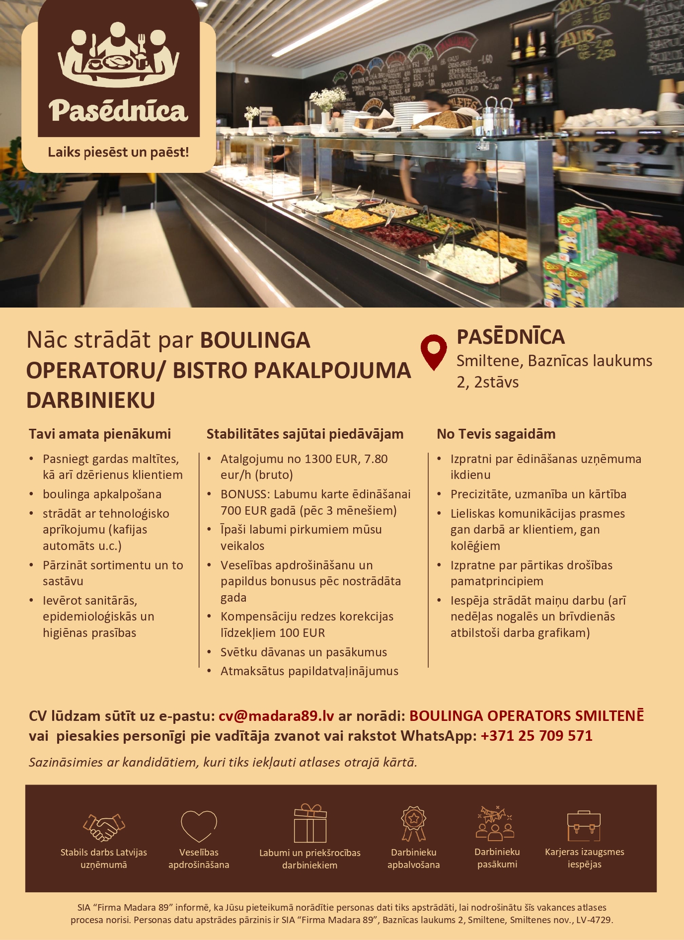 Bistro pakalpojumu darbinieks/-ce, Boulinga operators/-e